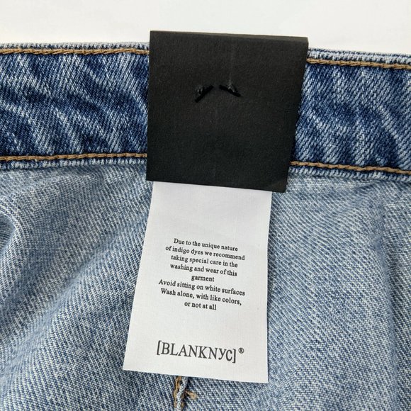 Blank NYC Size 24 XXS Womens Fringe Hem Wrap Mini Denim Skirt in Light Blue - Picture 10 of 13